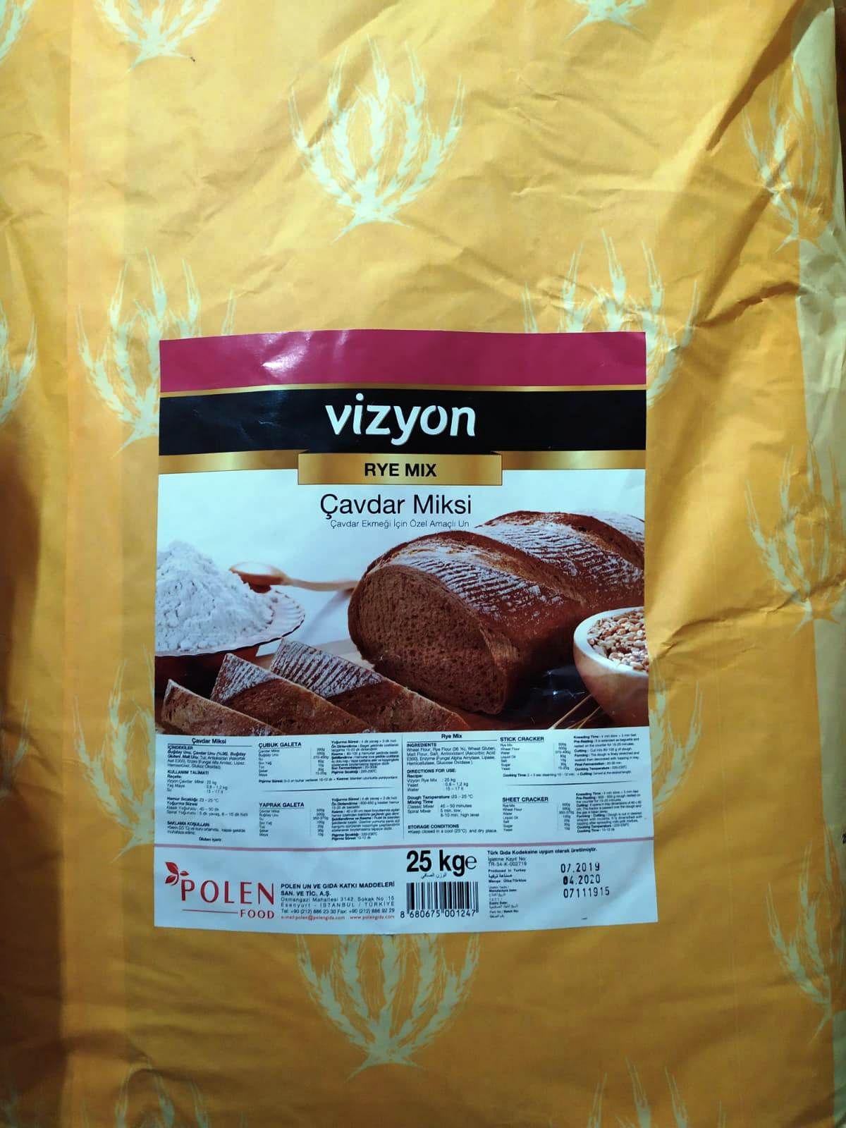 VİZYON EKMEK MİKSİ ÇAVDAR 25Kg